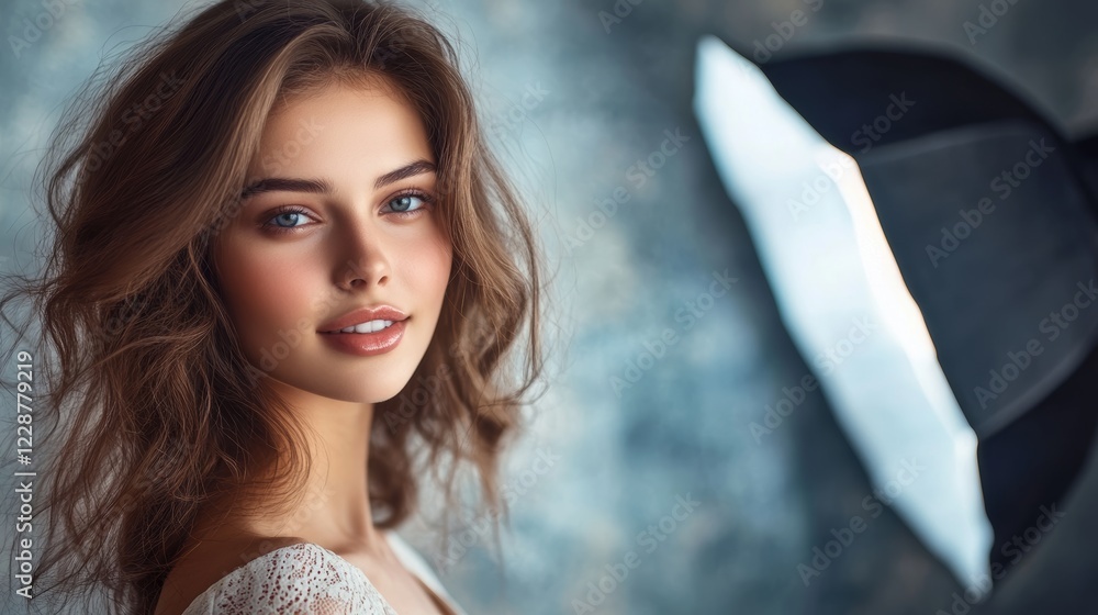 Fototapeta premium Pretty woman portrait in photo studio
