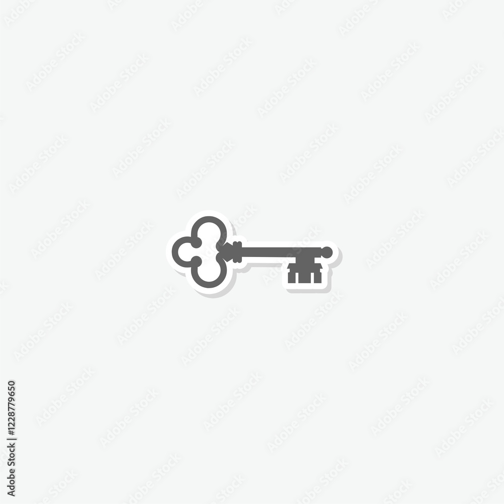 Old house key icon sticker isolated on gray background Old house key icon sticker isolated on gray background