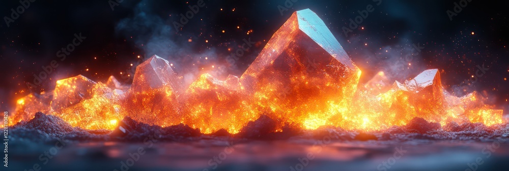 Fiery Crystal Mountains: A Digital Inferno Fiery Crystal Mountains: A Digital Inferno