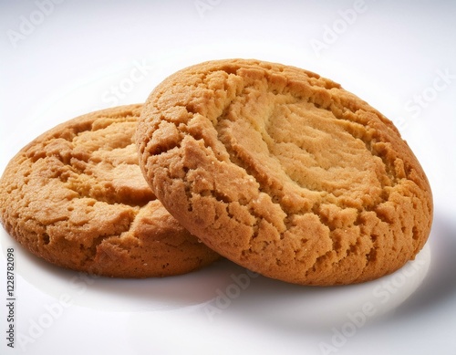 Wallpaper Mural "Two freshly baked cookies with a golden brown texture, isolated on a white background for product display and branding." Torontodigital.ca