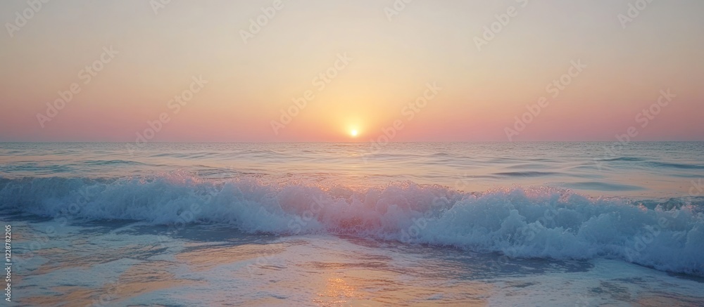 Fototapeta premium Serene sunrise over gentle ocean waves.