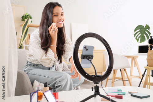 Female beauty blogger with ...