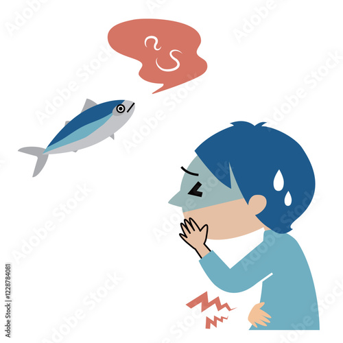 アニサキス　腹痛　人物のイメージイラスト