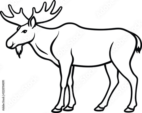 Moose line art vector, moose outline vector illustration