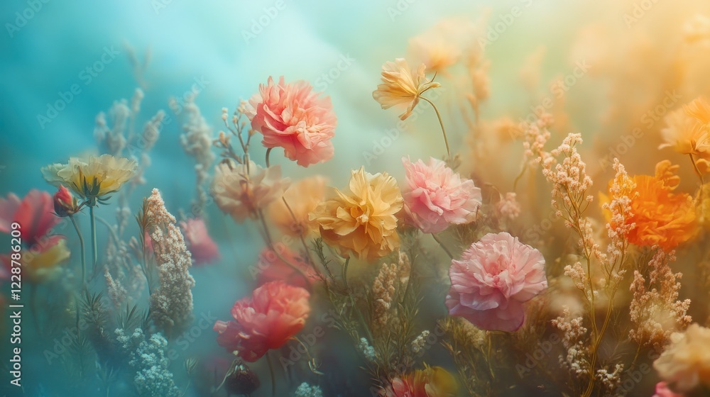 Obraz premium Ethereal Field of Pastel Flowers in Soft Light