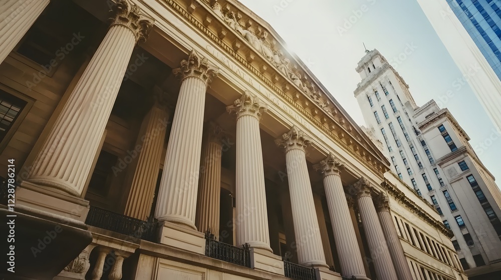 Court building exterior with grand columns and steps, symbolizing justice, law, and the architectural heritage of legal institutions in modern society Court building exterior with grand columns and steps, symbolizing justice, law, and the architectural heritage of legal institutions in modern society