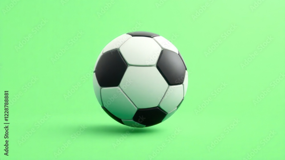classic black and white soccer ball positioned on a bright green background. The soccer ball features the traditional hexagonal pattern, with alternating black and white panels. classic black and white soccer ball positioned on a bright green background. The soccer ball features the traditional hexagonal pattern, with alternating black and white panels.