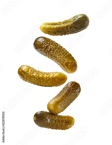 Falling pickles isolated