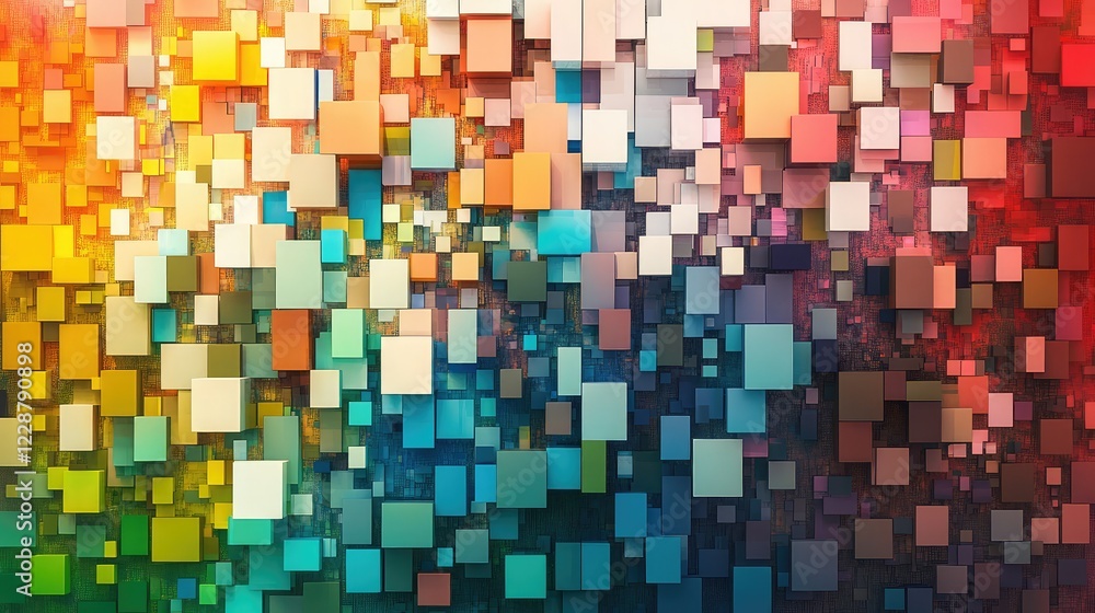 Colorful Abstract Background with 3D Cubes and Rectangles in Vibrant Shades of Red, Blue, Green, and Yellow for Modern Art and Design Projects Colorful Abstract Background with 3D Cubes and Rectangles in Vibrant Shades of Red, Blue, Green, and Yellow for Modern Art and Design Projects