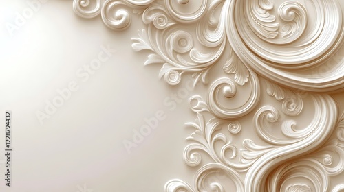Elegant Cream Ornate Floral Wall Design