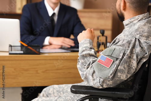 Male soldier in wheelchair ...