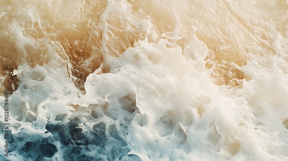 Close-up of ocean waves with white foam and turquoise water. Close-up of ocean waves with white foam and turquoise water.