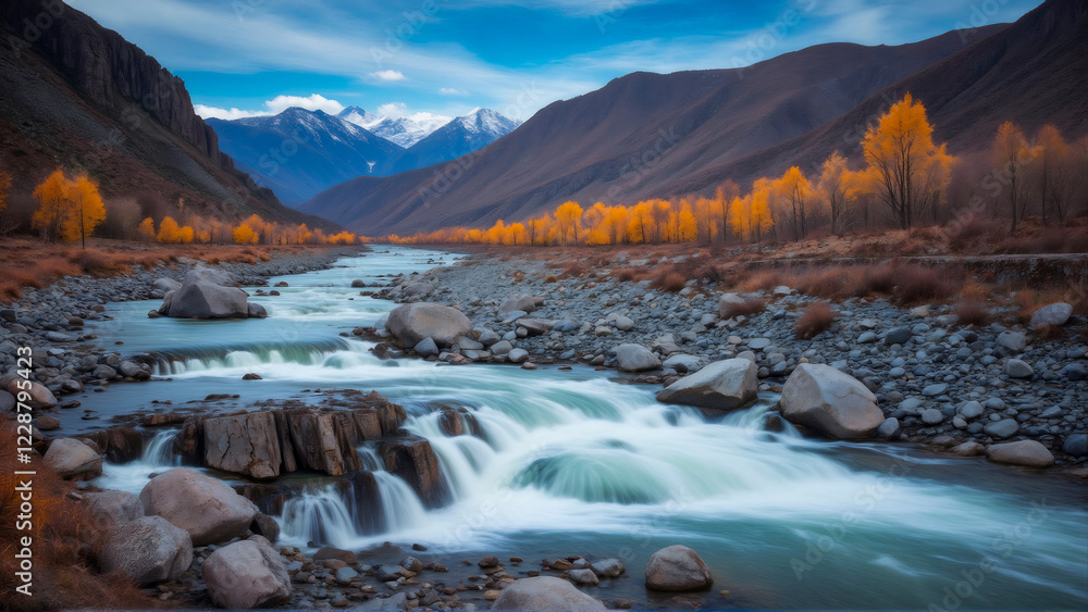 waterfall in autumn