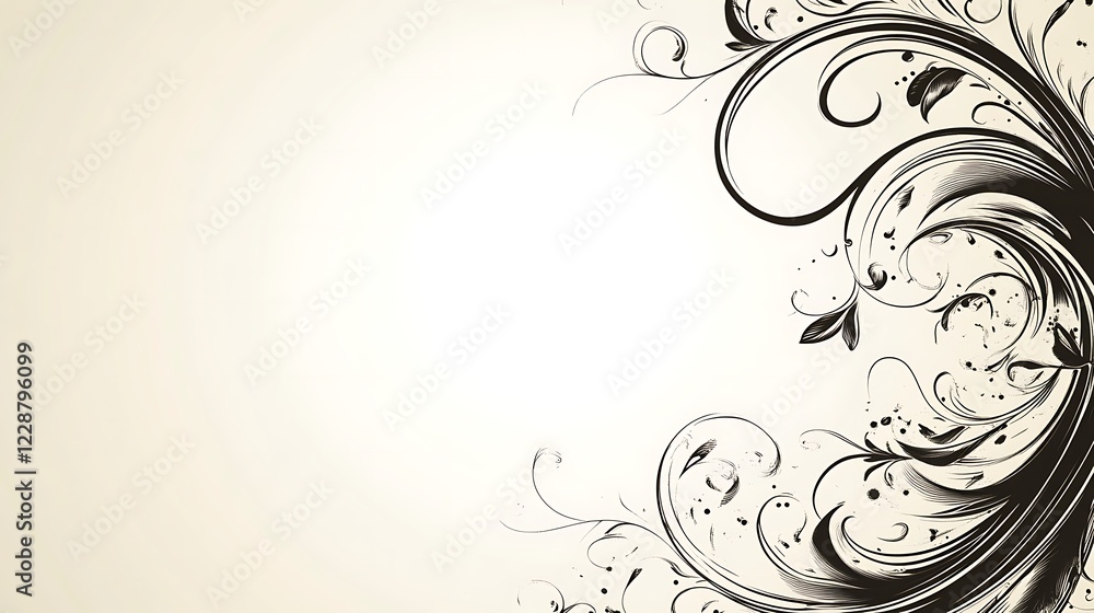 Elegant Black Floral Design on Cream Background Elegant Black Floral Design on Cream Background