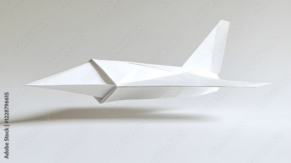 A small paper airplane made of white paper A small paper airplane made of white paper