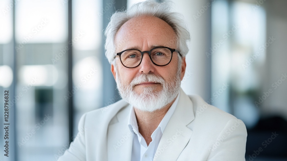 A thoughtful elderly man with glasses dressed in a white suit, exuding wisdom and experience. A thoughtful elderly man with glasses dressed in a white suit, exuding wisdom and experience.