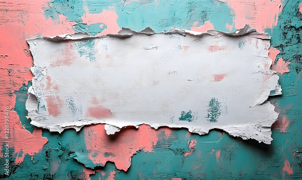 Obraz premium White painted Rectangle on a green and pink background, Generative AI