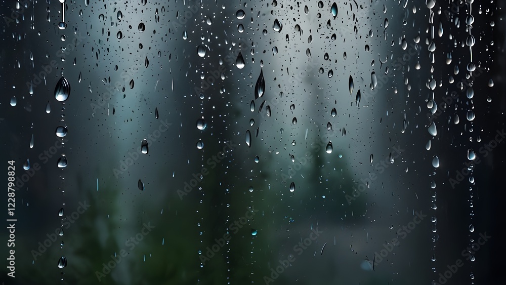 Water drops on glass, rain drop Generative AI Water drops on glass, rain drop Generative AI