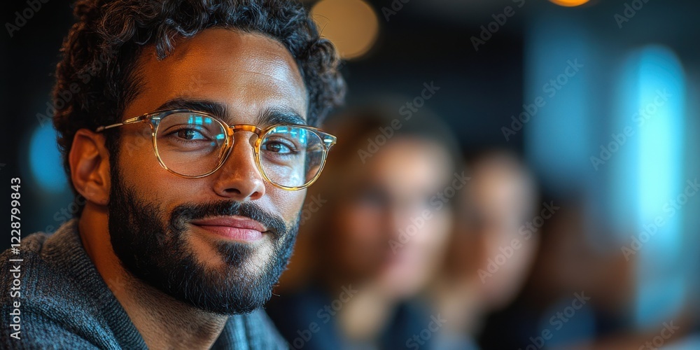 A man engaged in a brainstorming session with coworkers A man engaged in a brainstorming session with coworkers