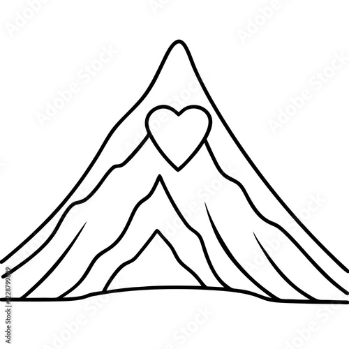 Elegant Line Art Mountain in a Heart