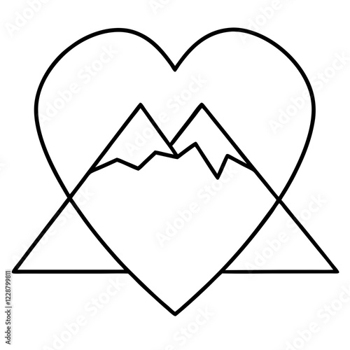 Elegant Line Art Mountain in a Heart
