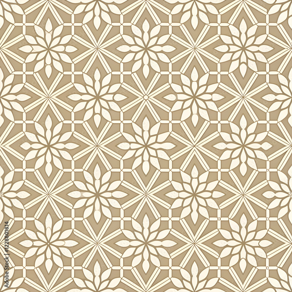 Fototapeta premium Geometric Floral Pattern. Seamless Vector Background