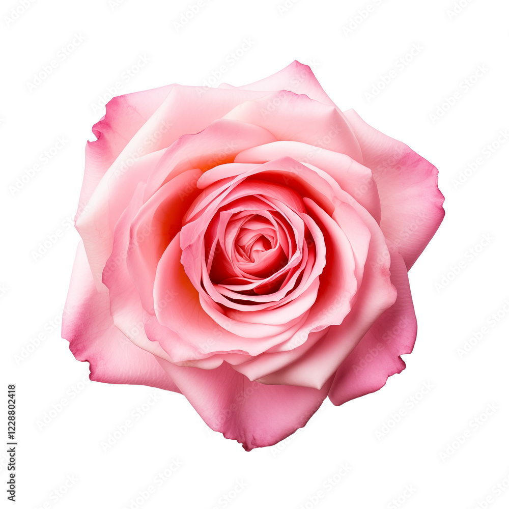 Top view of pink rose isolated on transparent background. Generative ai Top view of pink rose isolated on transparent background. Generative ai