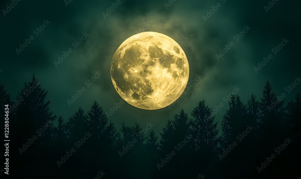 The full moon rises between the clouds, Generative AI The full moon rises between the clouds, Generative AI