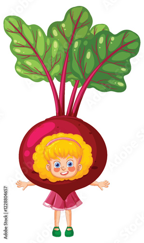 Girl with Beetroot Costume Illustration