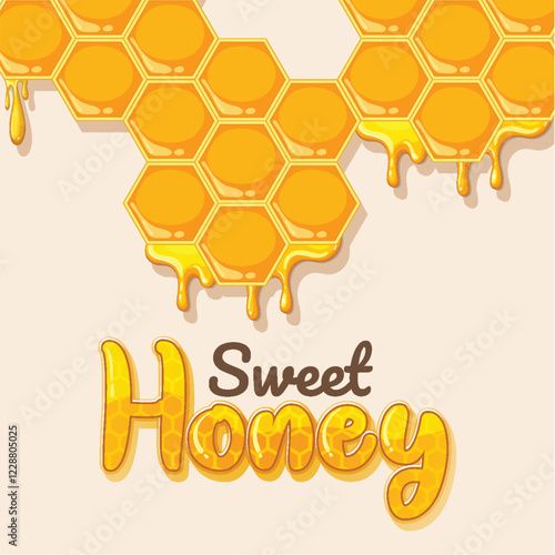 Sweet Honeycomb Dripping with Honey