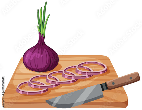 Sliced Onion on Wooden Cutting Board