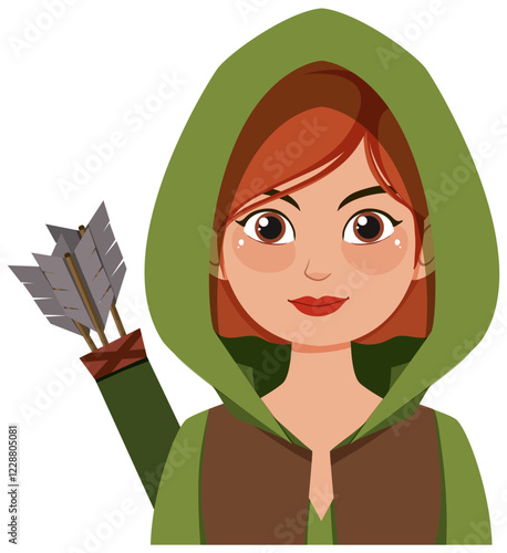 Female Elf Archer in Green Hood