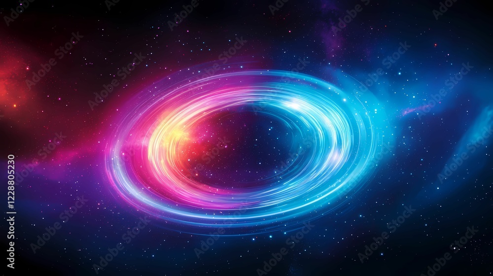 A vibrant cosmic swirl of colors in space, depicting a celestial phenomenon with shades of blue, pink, and purple, surrounded by stars. A vibrant cosmic swirl of colors in space, depicting a celestial phenomenon with shades of blue, pink, and purple, surrounded by stars.