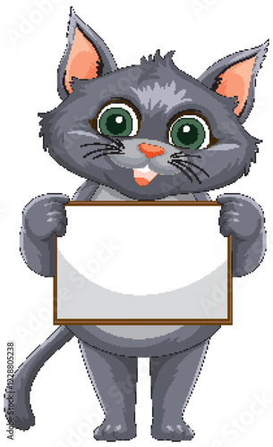 Cute Cat Holding Blank Sign