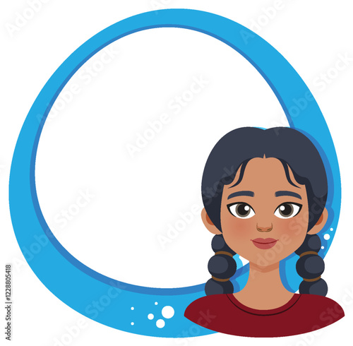 Smiling Girl with Blue Frame
