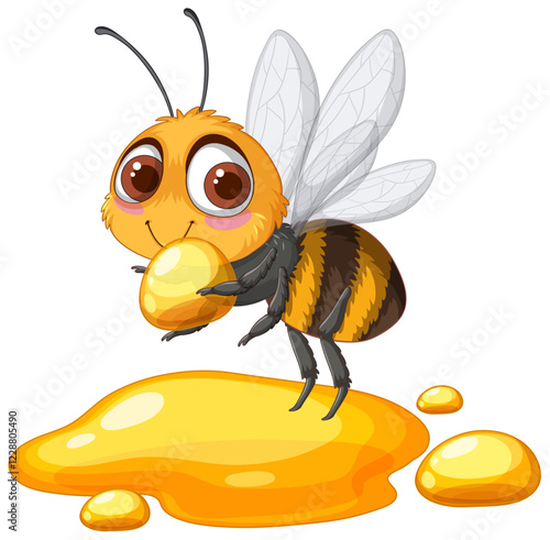 Cute Bee with Honey Illustration