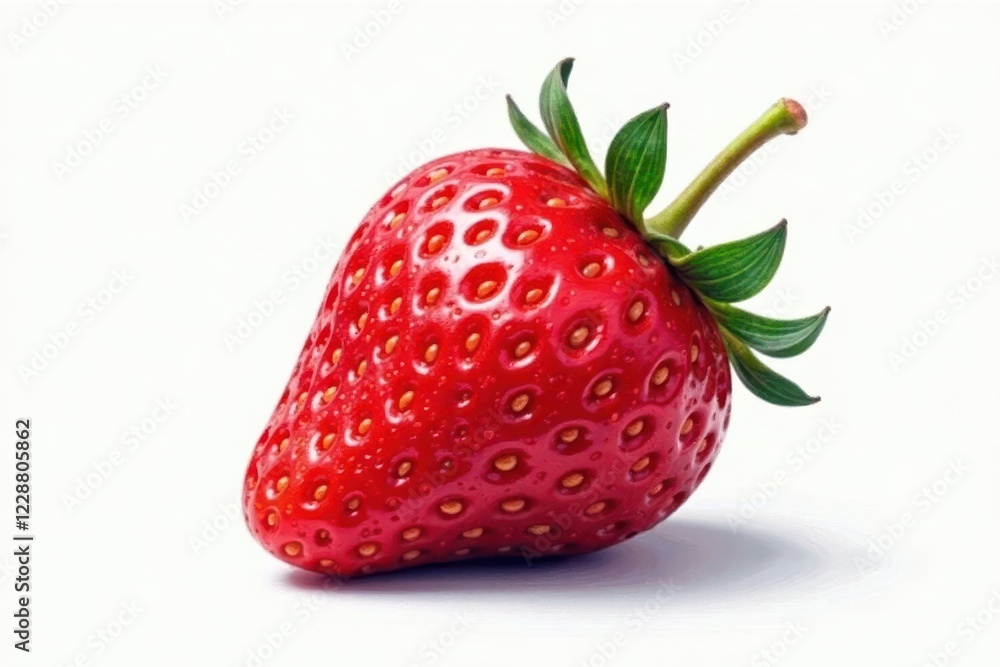 Single ripe strawberry, watercolor wash, delicate, bright red, fruit, digital Single ripe strawberry, watercolor wash, delicate, bright red, fruit, digital