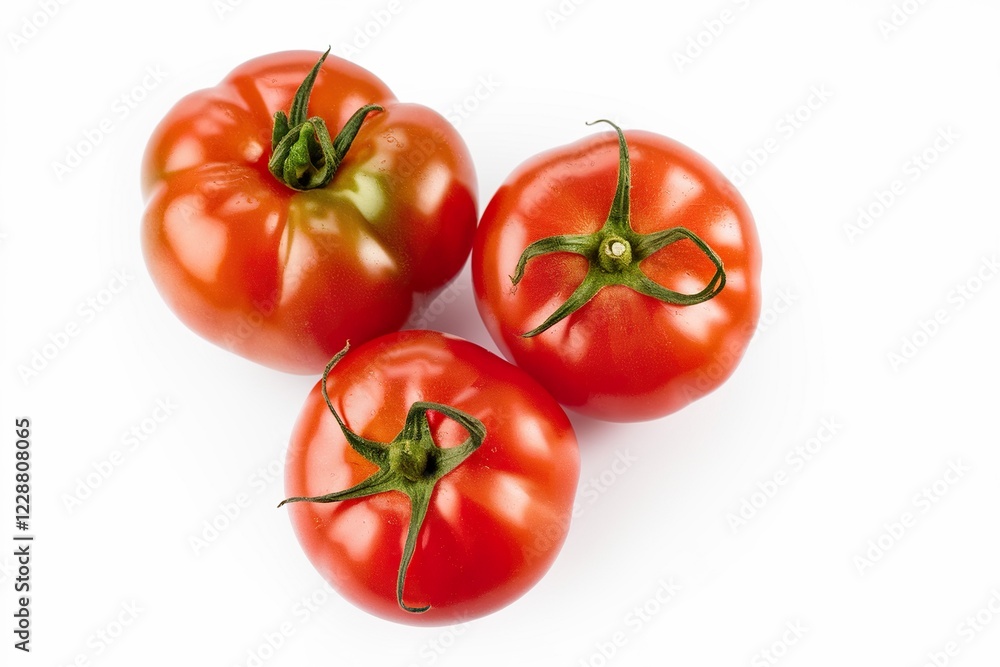 Three red tomatoes isolated on a white background Three red tomatoes isolated on a white background