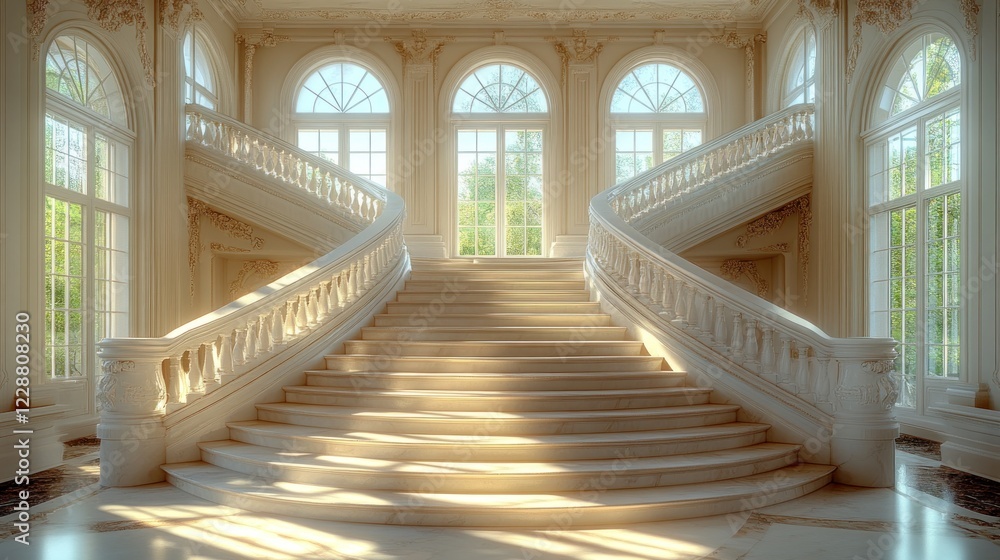 Obraz premium Grand Palace Staircase, Sunlight Streaming