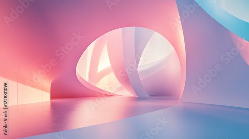 Fototapeta Naklejka Na Ścianę i Meble -  Pink blue abstract interior architecture design