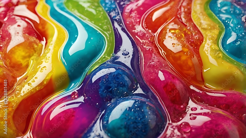 A rainbow soda fountain drink with layers of vibrant colors, 3D rendering. A rainbow soda fountain drink with layers of vibrant colors, 3D rendering.