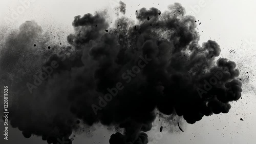 Abstract Black Ink Explosion on White Background