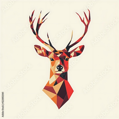 Geometric deer head, artistic illustration, minimalist design, for print or digital media photo