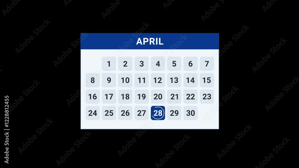 28 April date calendar Animation 28 April date calendar Animation