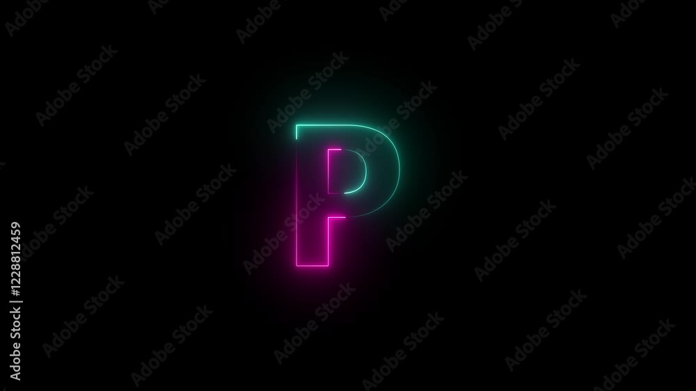 p beam outline stroke icon glowing neon 4K animation p beam outline stroke icon glowing neon 4K animation