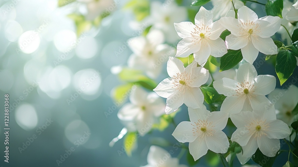 White flowers blooming, garden, sunlight bokeh, spring White flowers blooming, garden, sunlight bokeh, spring