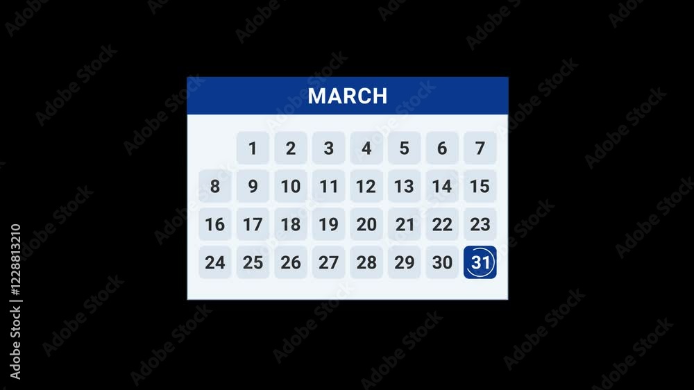 31 March date calendar Animation 31 March date calendar Animation