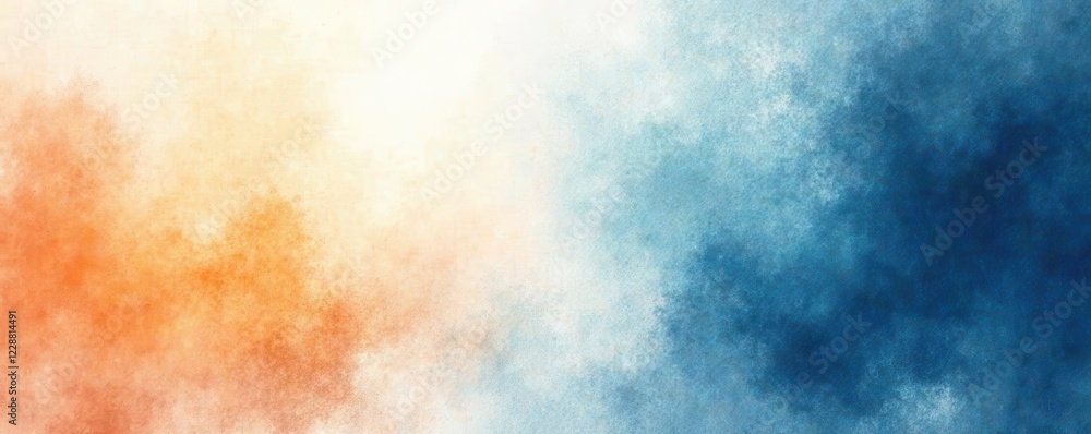 Obraz premium Abstract banner header Grainy white to orange blue blend, noise effect , wallpaper, gradient