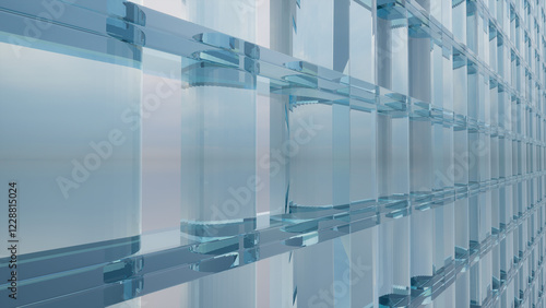 blue glass wall background