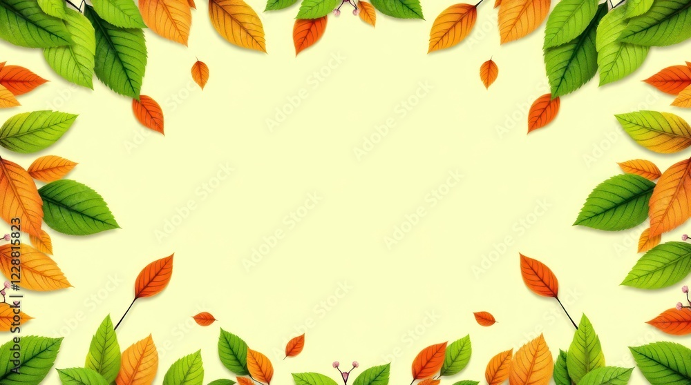 Naklejka premium Autumn Leaves Frame Border Design Background